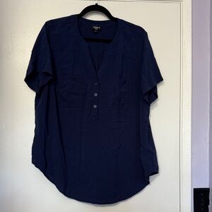 Torrid Dark Blue Short Sleeve Button Down